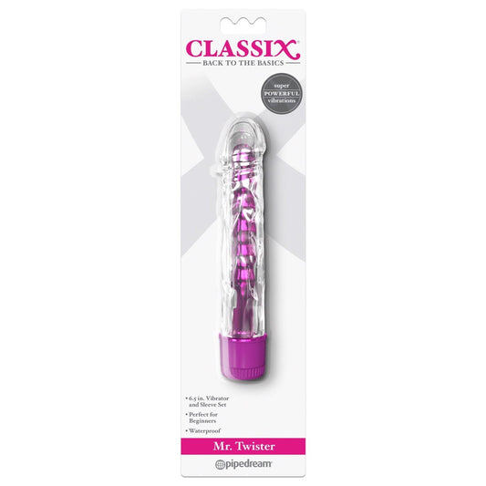 Pipedream Classix Mr Twister - Metallic Pink 16.5 cm (6") Vibrator with Clear Sleeve Pipedream Classix Mr Twister - Metallic Pink 16.5 cm (6") Vibrator with Clear Sleeve