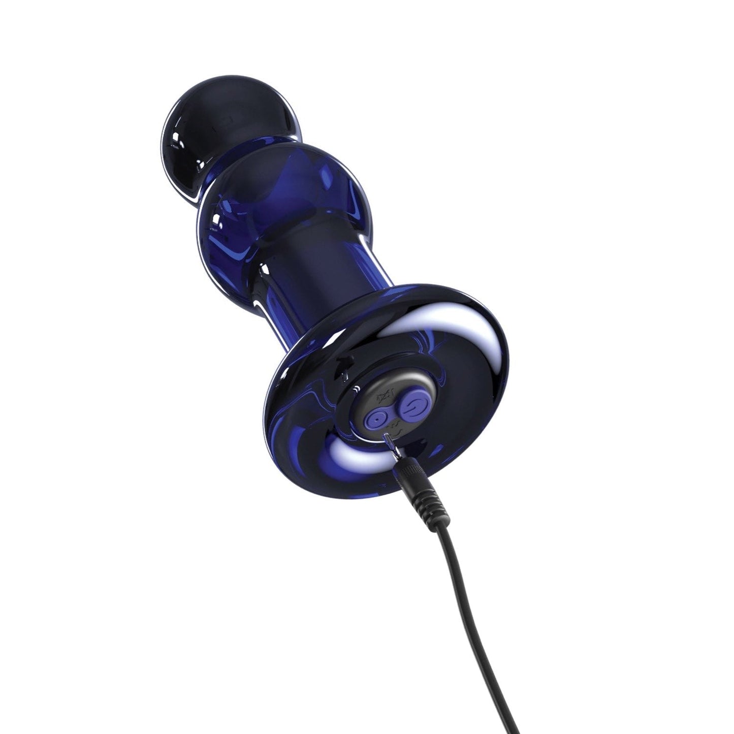 No. 83 - Blue Glass USB Rechargeable Vibrating Butt Plug with Remote