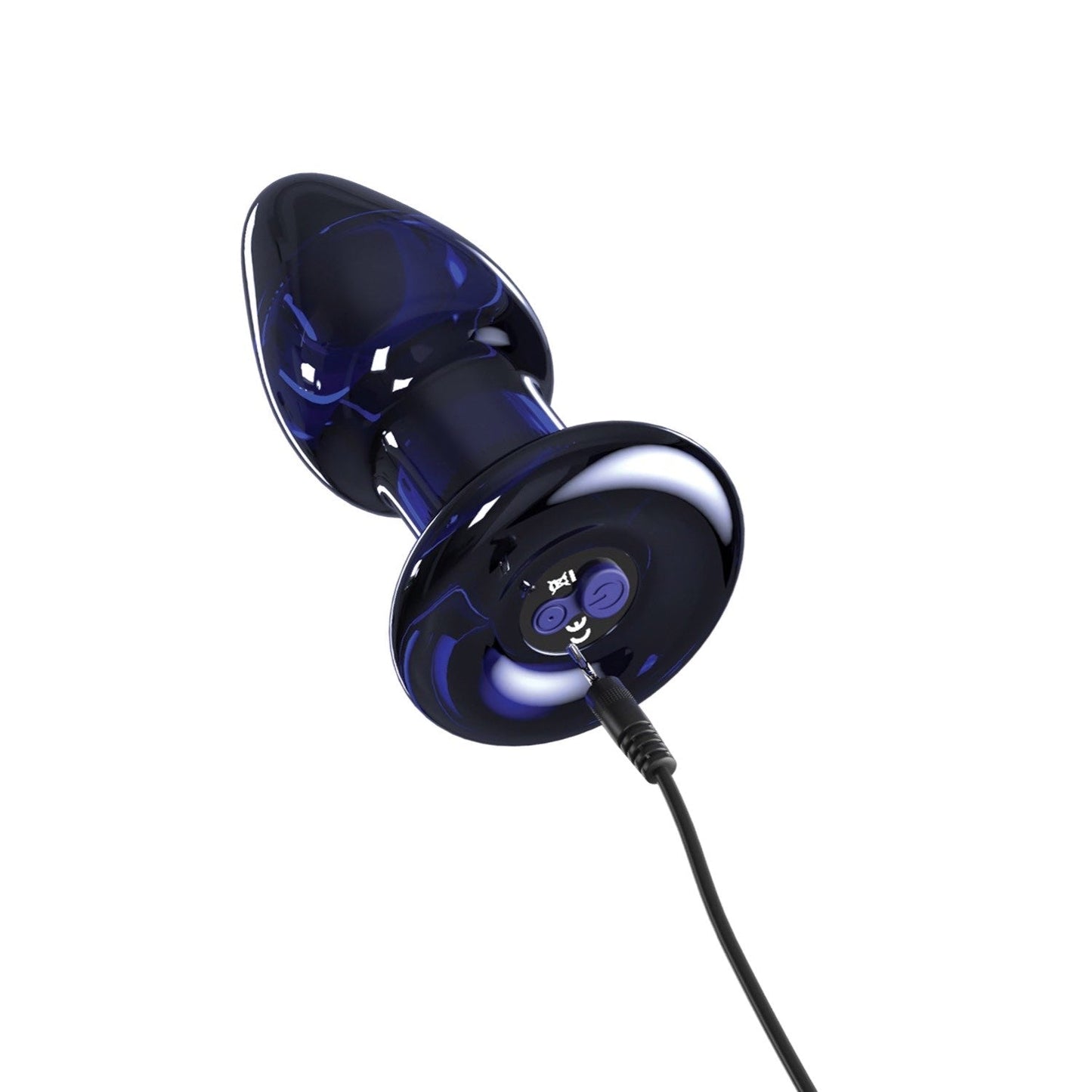 No. 85 - Blue Glass USB Rechargeable Vibrating Butt Plug with Remote
