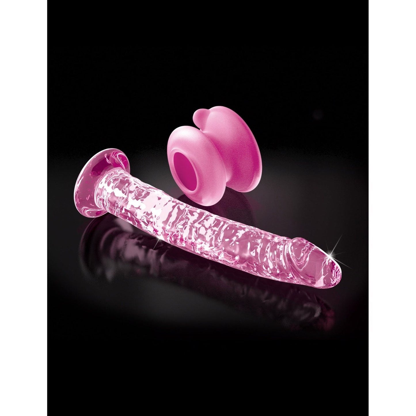 No. 86 - Pink 17 cm Glass Dong with Suction Base