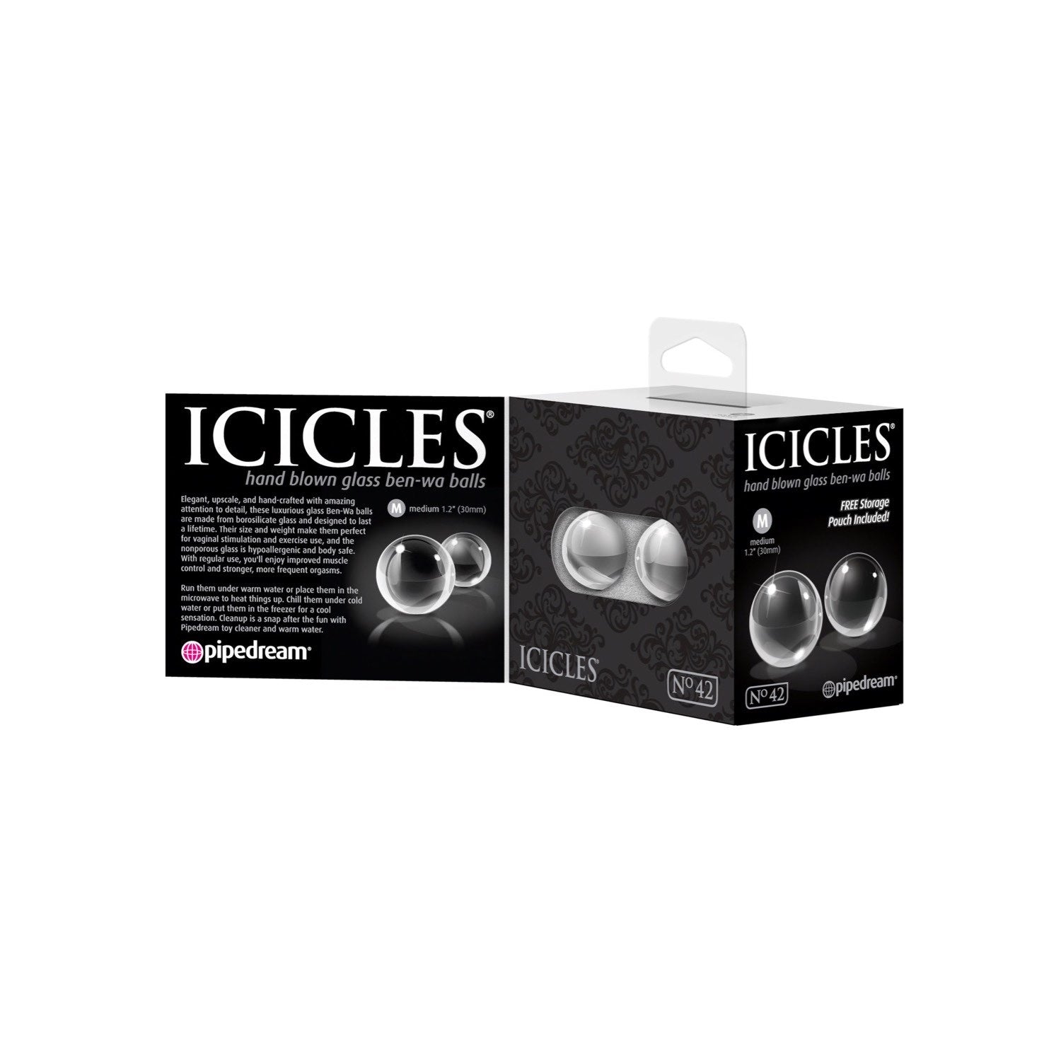 Icicles No. 42 - Medium Glass Ben Wa Balls by Pipedream Icicles No. 42 - Medium Glass Ben Wa Balls by Pipedream