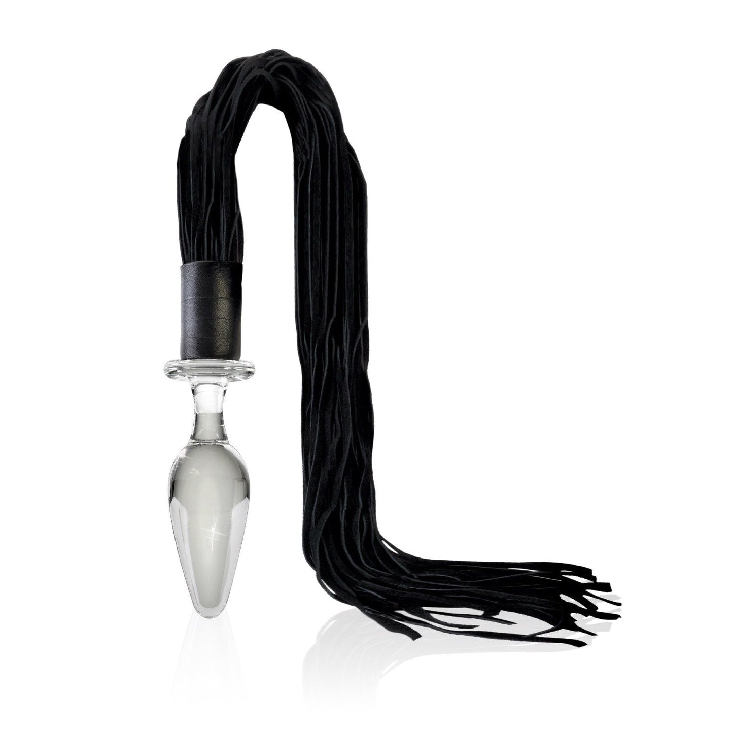 No. 49 - Clear Glass 10 cm (4") Butt Plug with Flogger Tail