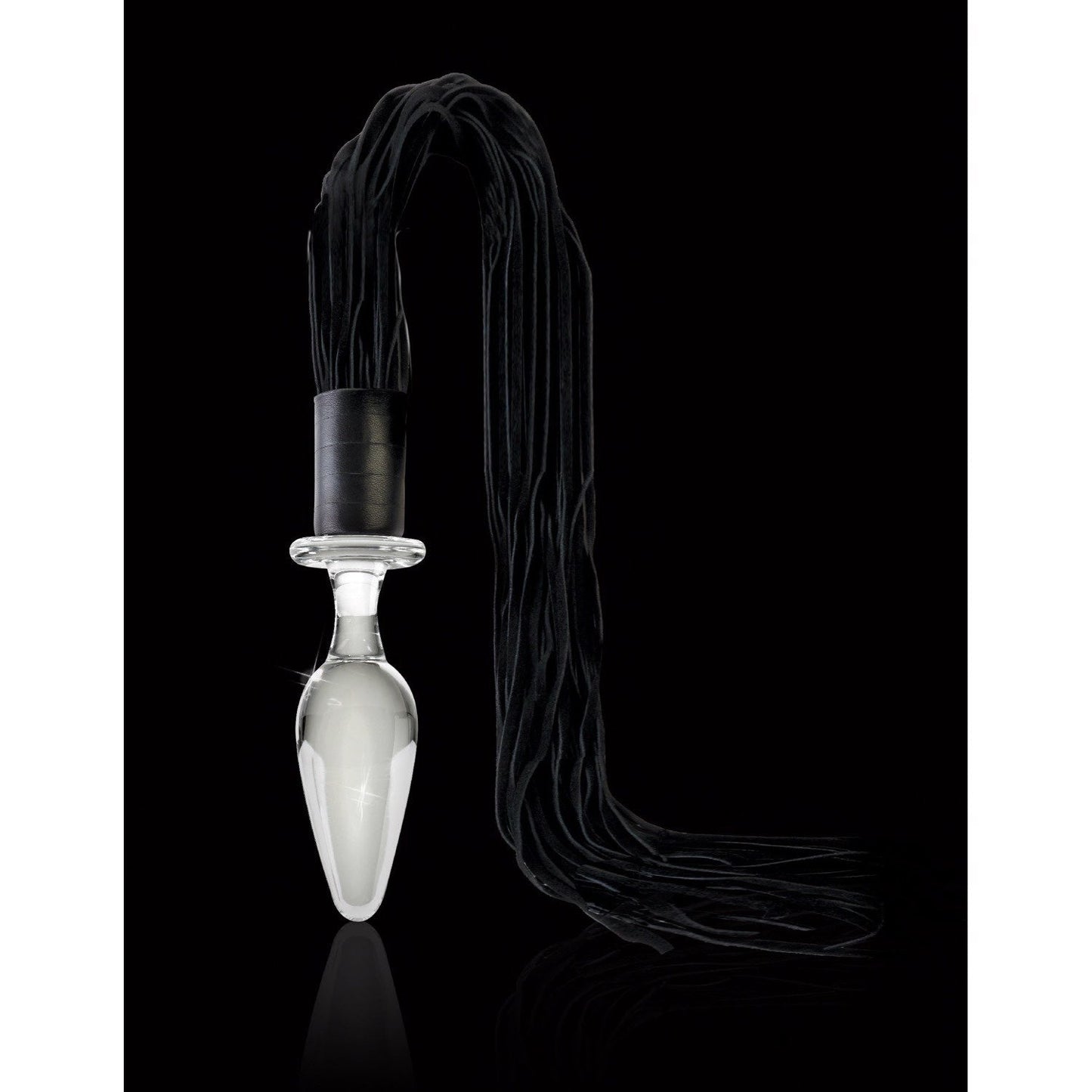 No. 49 - Clear Glass 10 cm (4") Butt Plug with Flogger Tail