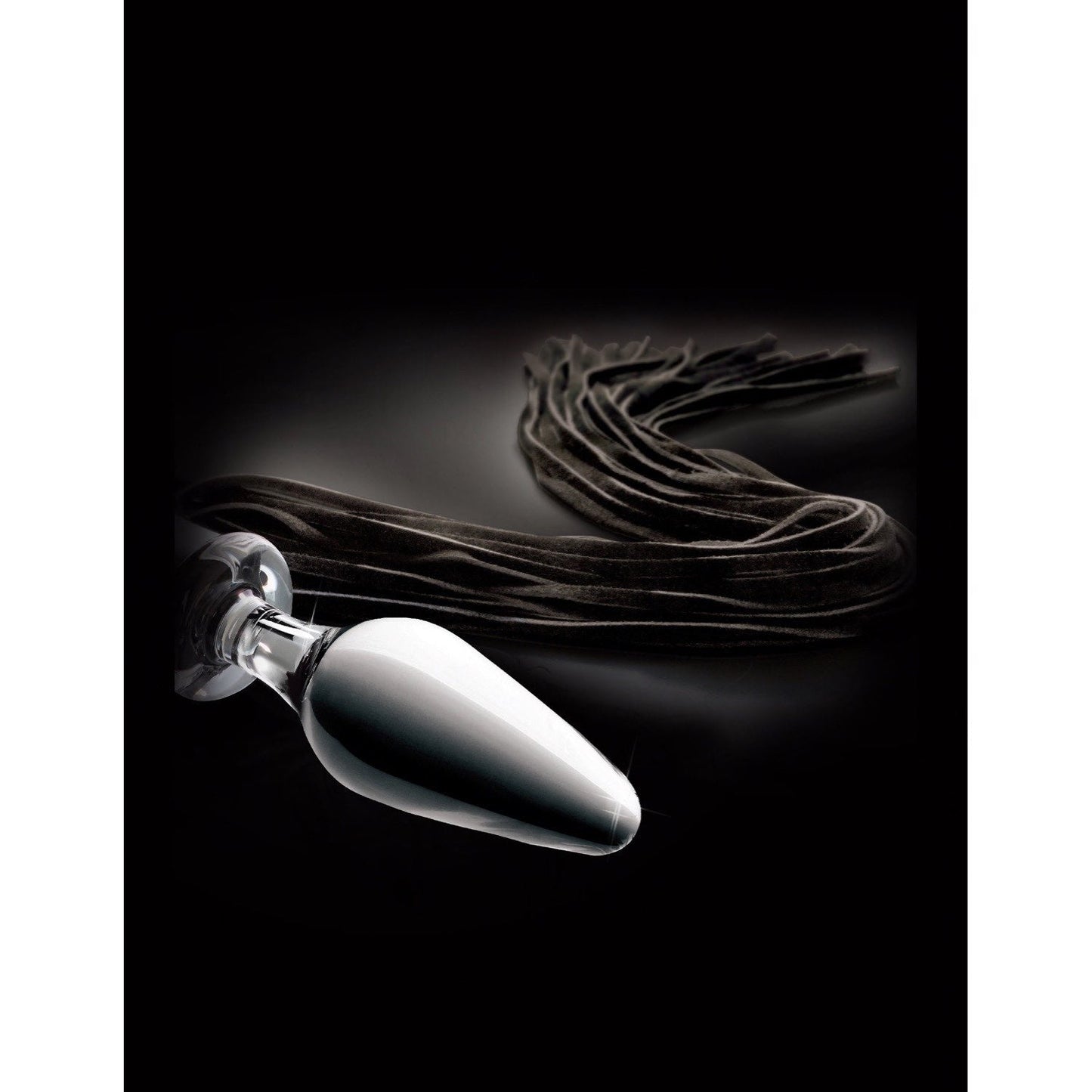 No. 49 - Clear Glass 10 cm (4") Butt Plug with Flogger Tail