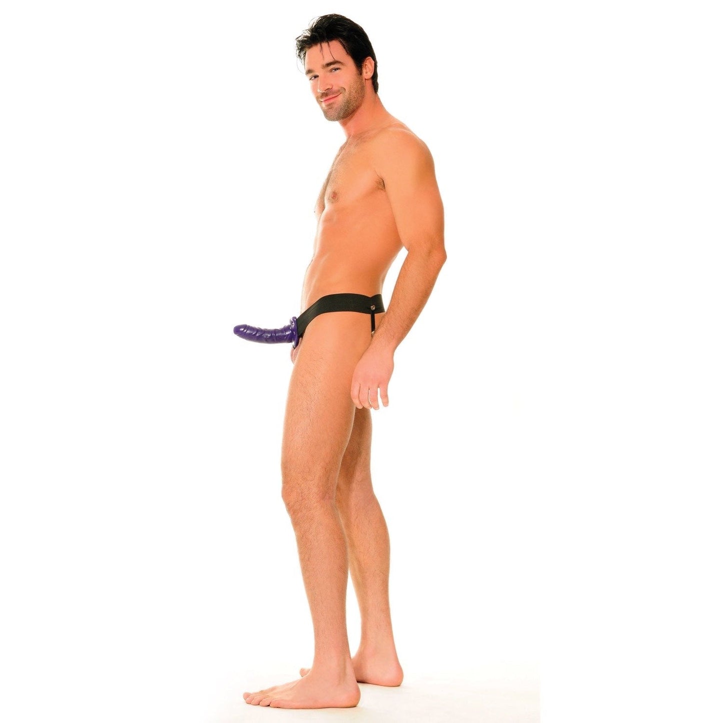 For Him Or Her Hollow Strap-on - Black/Purple 6" Hollow Strap-On