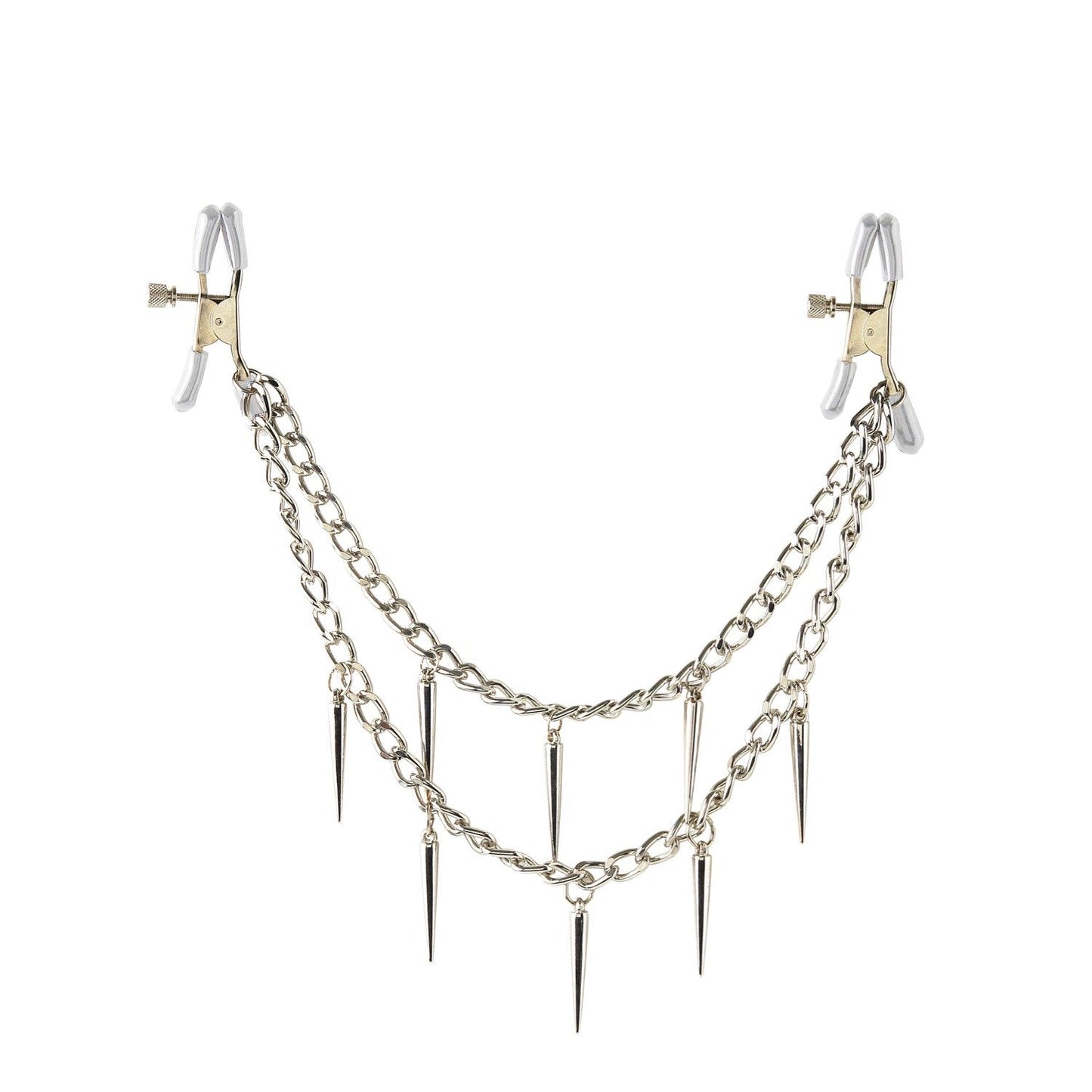 Rock Hard Nipple Clamps - Silver Nipple Clamps with Chain