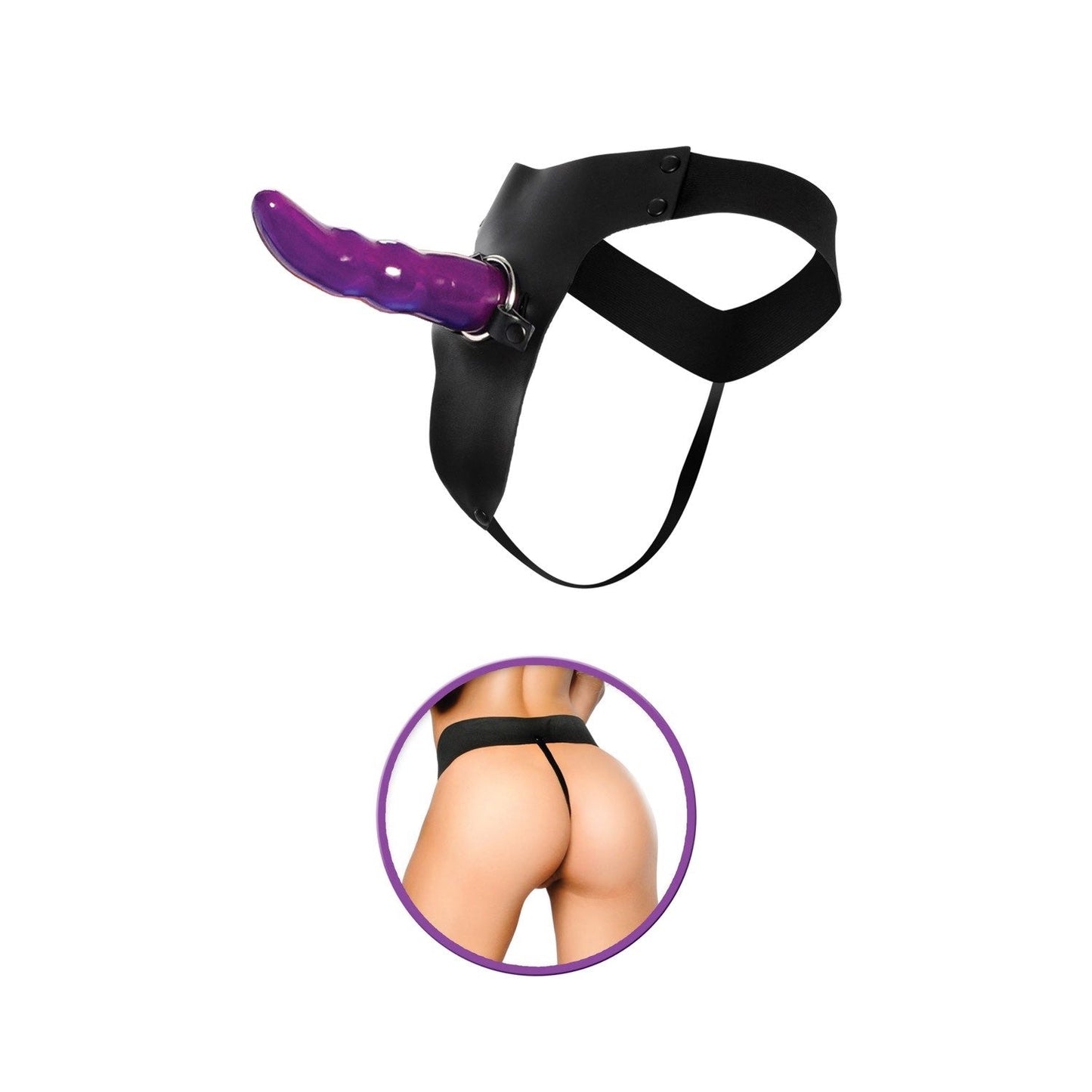 Grooved G-spot Strap-on - Purple/Black Strap-On