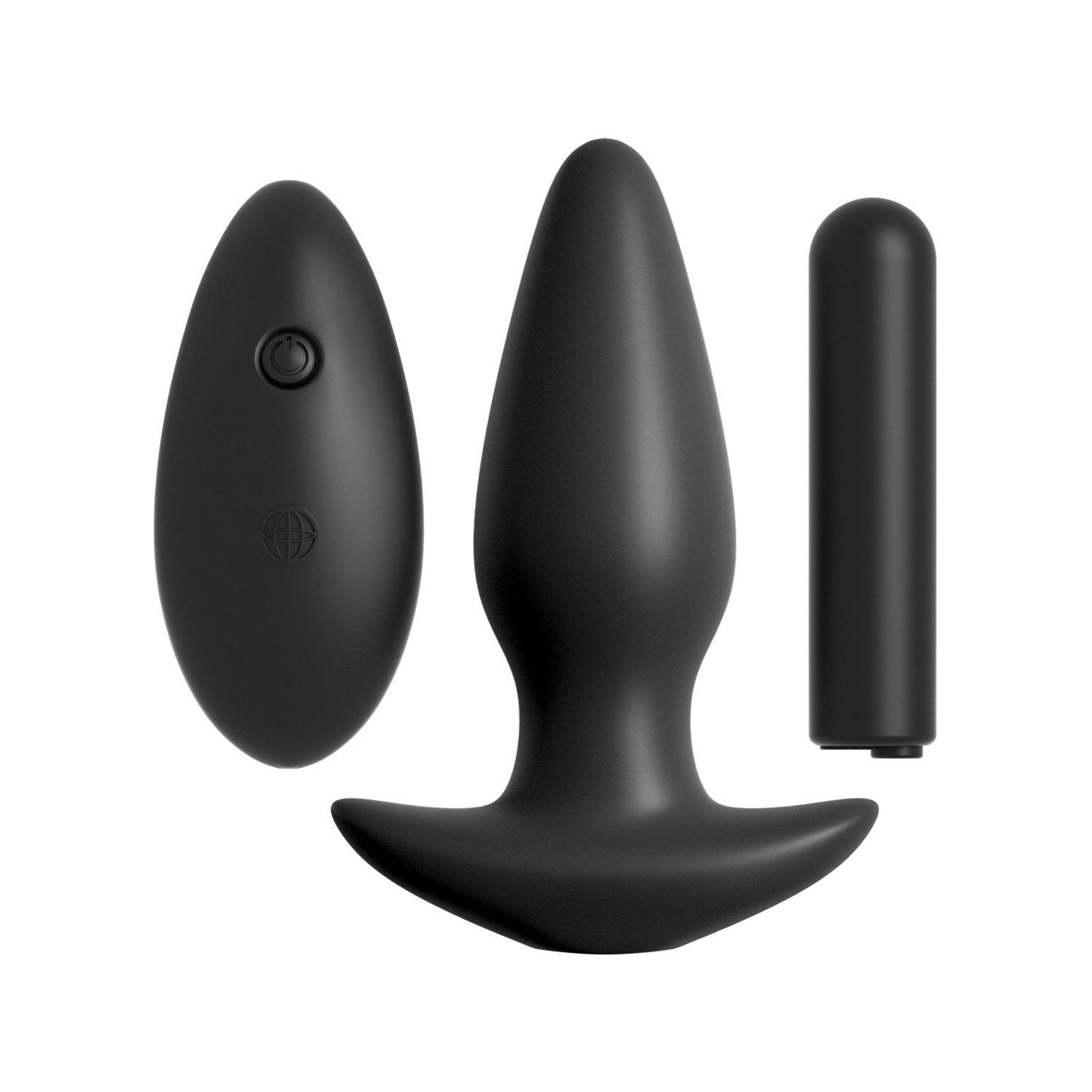Remote Control Silicone Plug - Black 10 cm (4") Rechargeable Vibrating Butt Plug