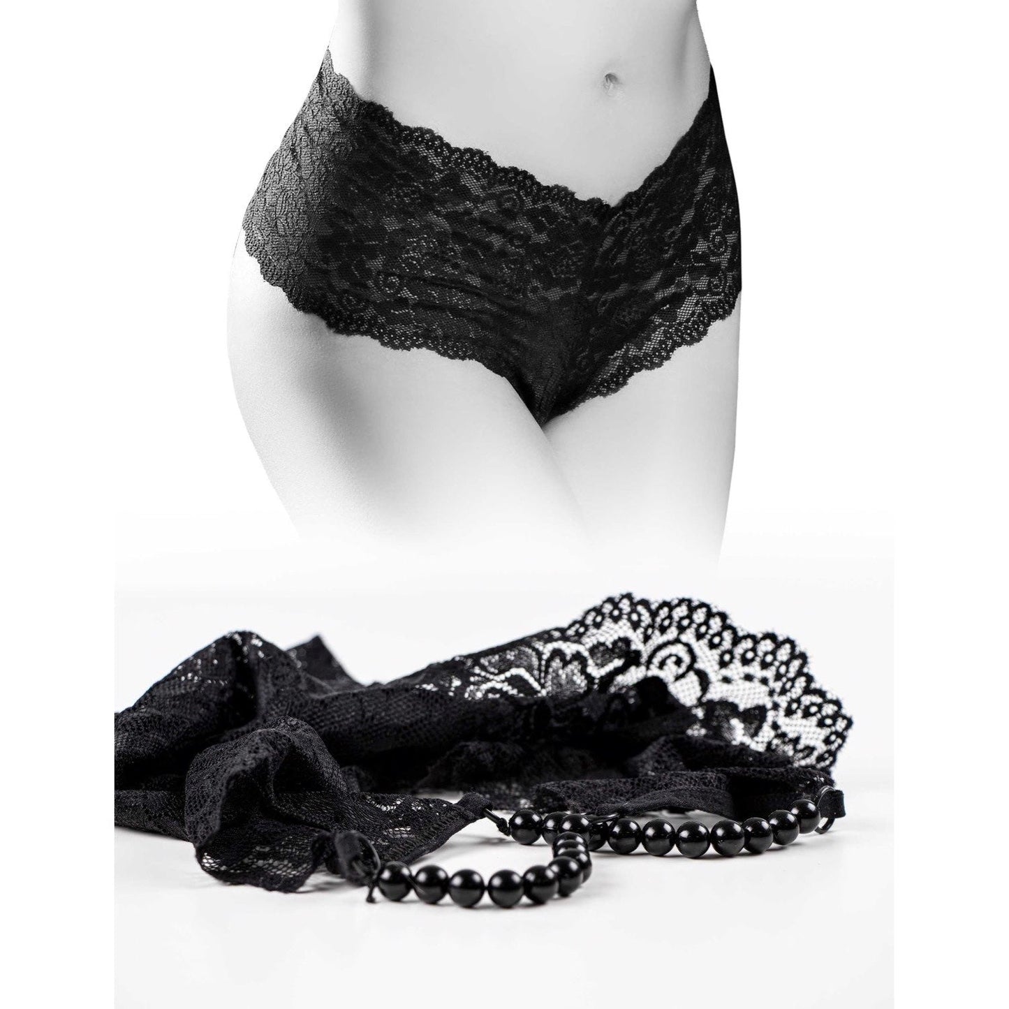 HOOKUP Pleasure Pearl Boy Shorts - Black - S/L Size