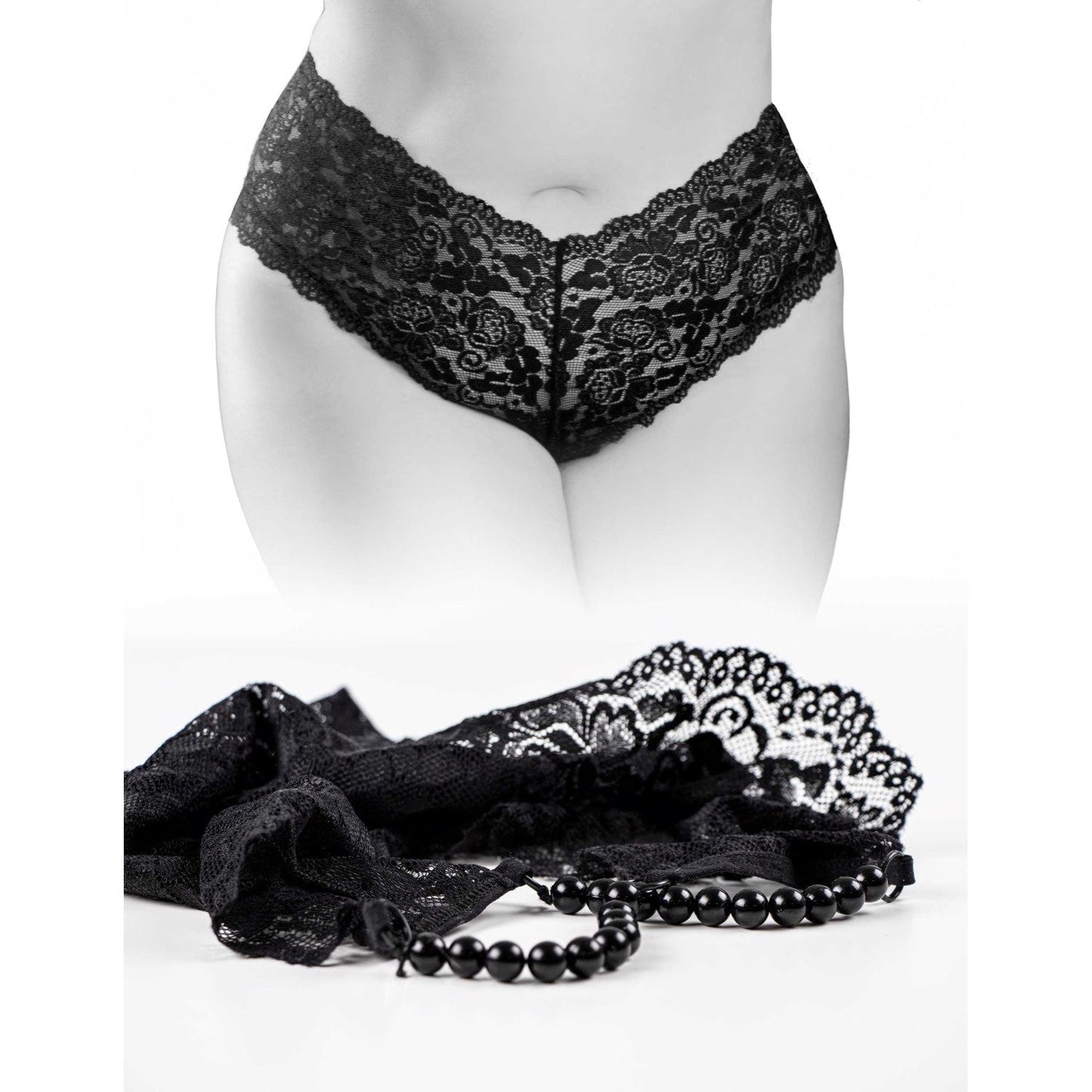HOOKUP Pleasure Pearl Boy Shorts - Black - XL/XXL Size