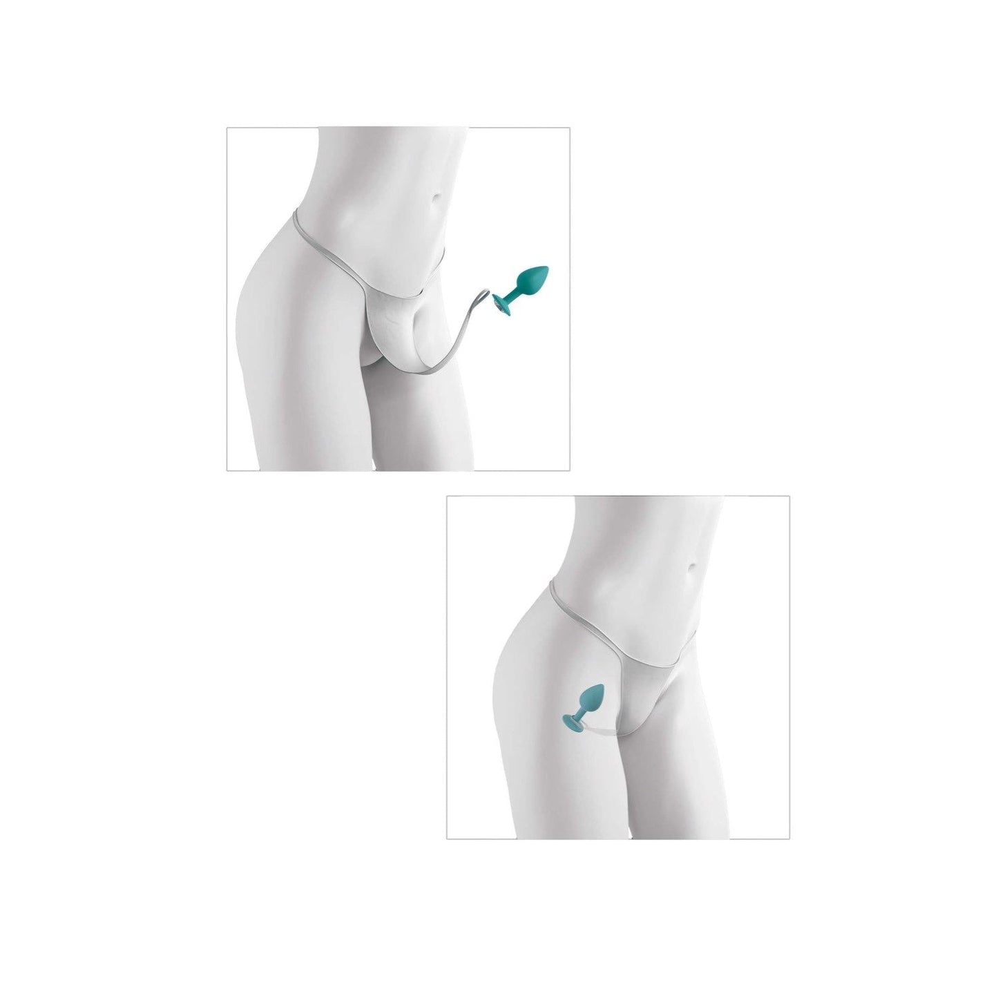 HOOKUP Crotchless Secret Gem - White Panty with Gem Butt Plug - S/L Size