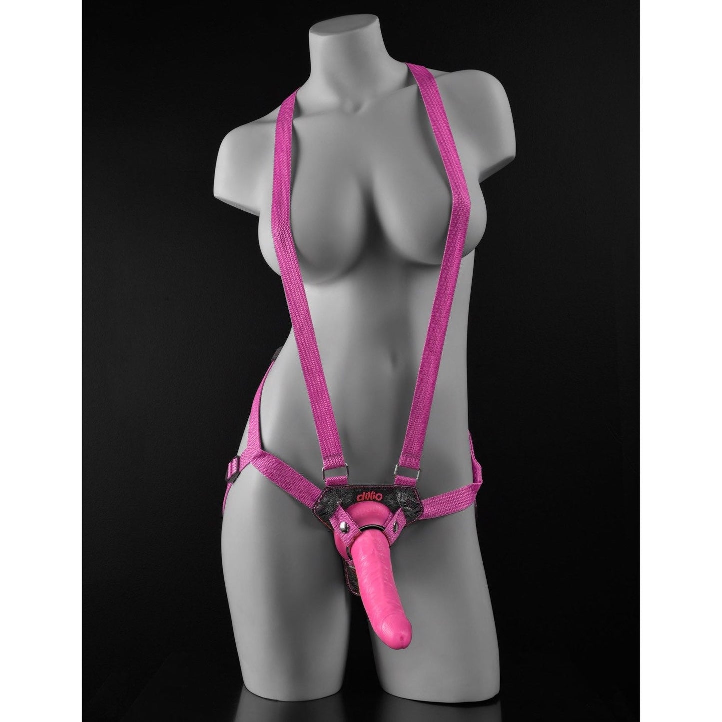 7" Strap-On Suspender Harness Set - Pink 17.8 cm Strap-On with Suspender Harness
