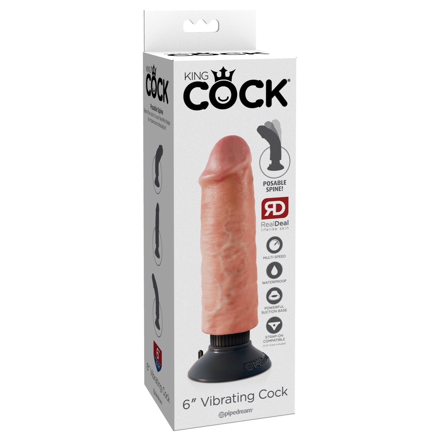 King Cock 6&quot; Vibrating Cock - Flesh 15.2 cm Vibrating Dong by Pipedream