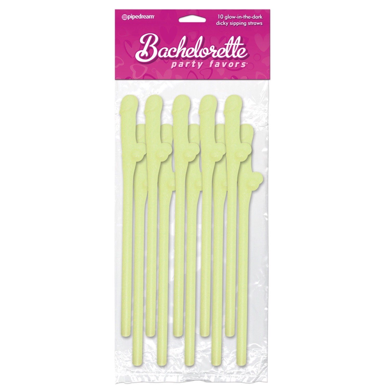 Bachelorette Party Favors Dicky Sipping Straws - Glow in the Dark Straws - Set of 10 by Pipedream