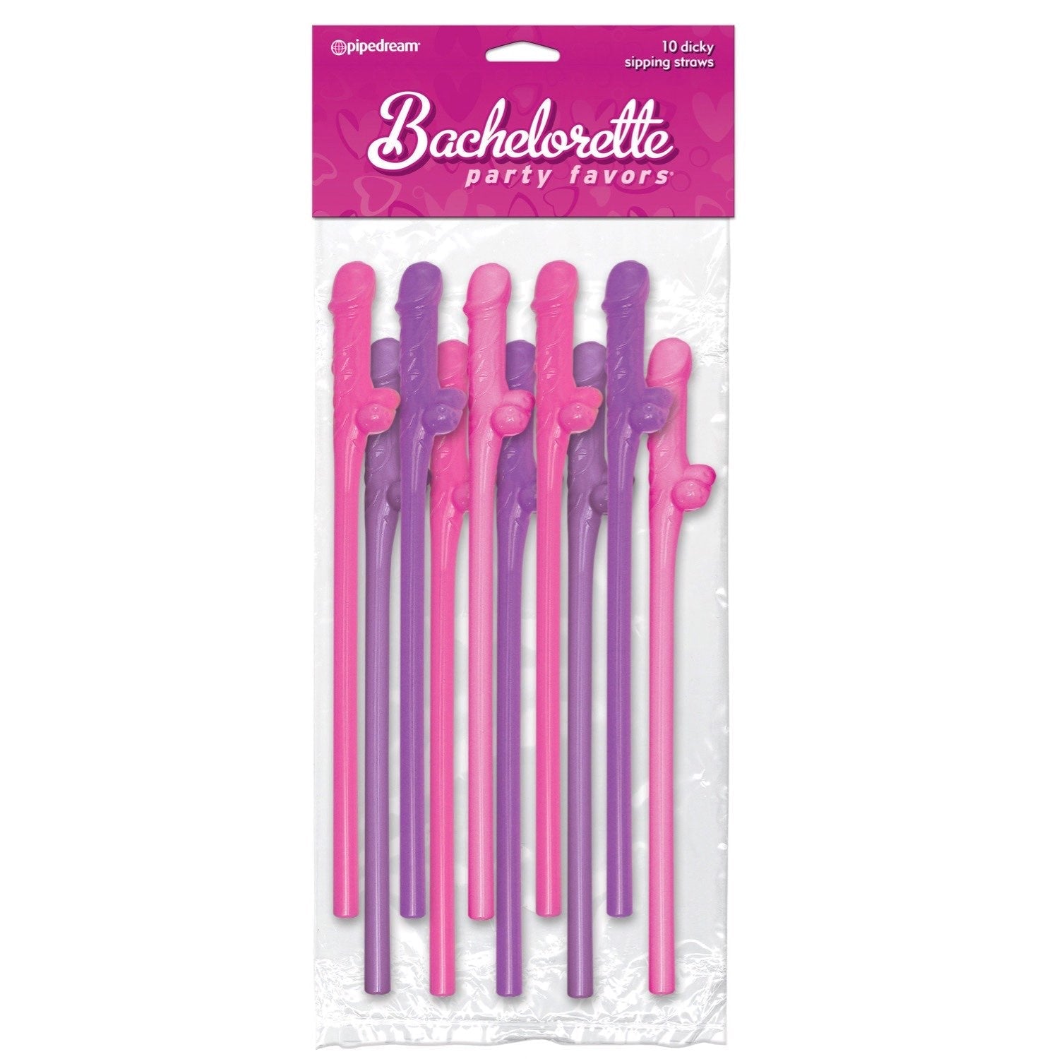 Bachelorette Party Favors Dicky Sipping Straws - Coloured Straws - Set of 10 by Pipedream