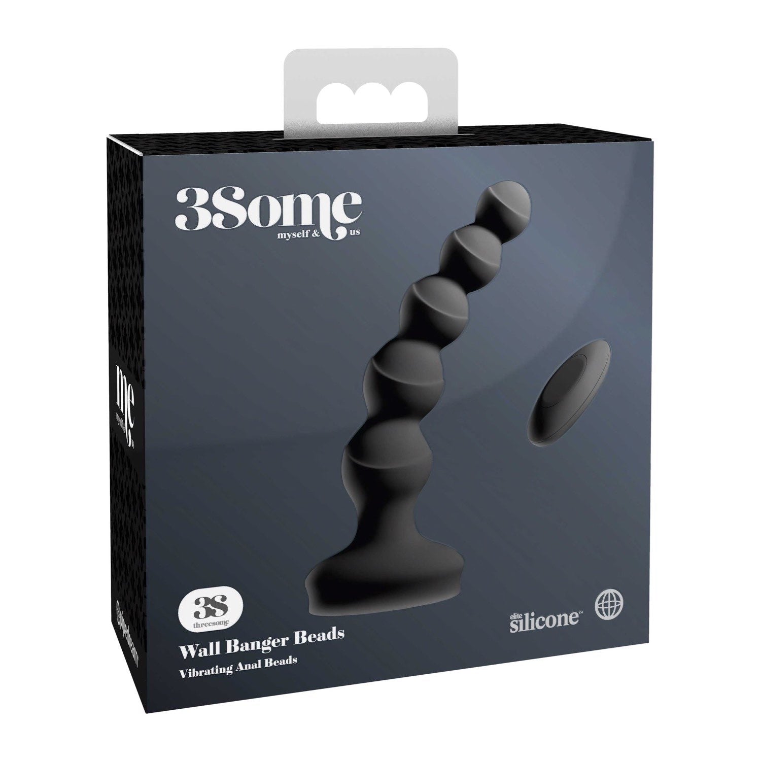 3Some Wall Banger Beads - Black USB Rechargeable Vibrating Anal Beads with Remote Control by Pipedream