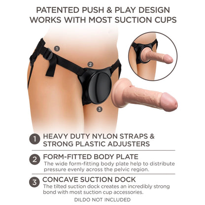 Elite Beginner's Body Dock Strap-On Harness - Black Adjustable Strap-On Harness (No probe included)