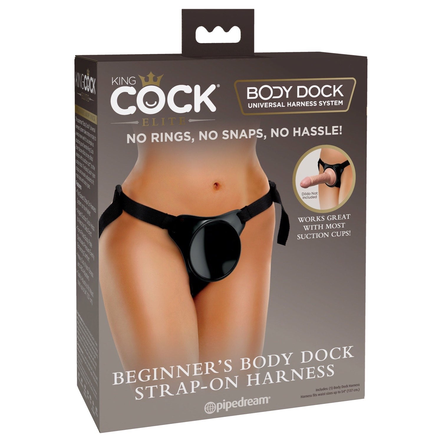 King Cock Elite Beginner&#39;s Body Dock Strap-On Harness - Black Adjustable Strap-On Harness (No probe included) by Pipedream