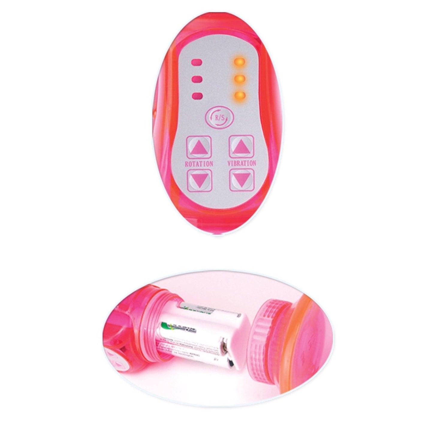 Deluxe Rotating Wall Bangers - Pink 7" Pearl Vibrator with Rabbit Clit Stimulator