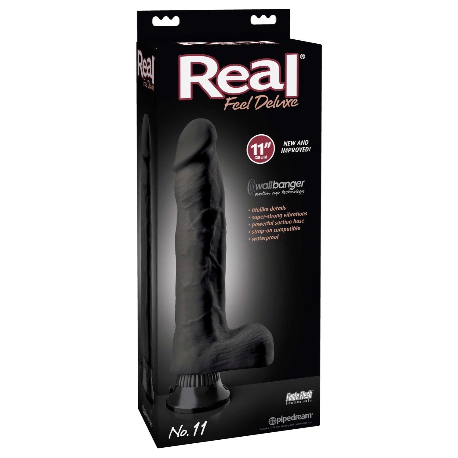  Real Feel Deluxe #11 - Black 27 cm (11&quot;) Vibrating Dong by Pipedream