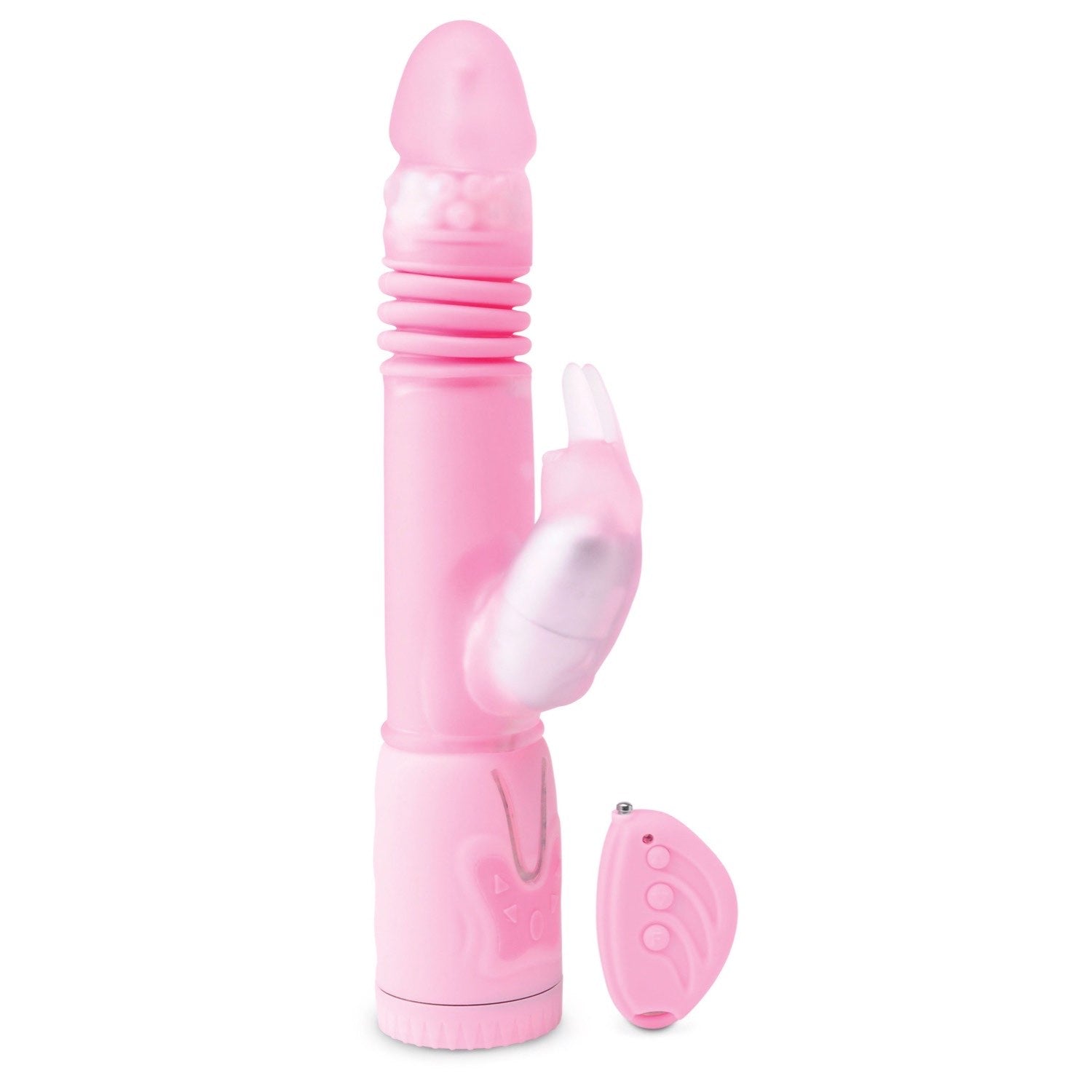  Remote Control Thrusting Rabbit Pearl - Pink 10.25&quot; Pearl Vibrator with Rabbit Clit Stimulator by Pipedream