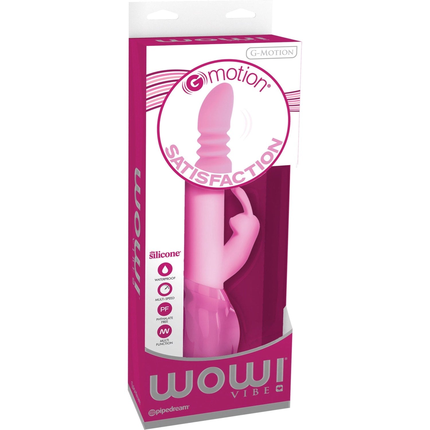 Wow! G-motion - Pink 26 cm (10.25&quot;) Rabbit Vibrator with Flicking Tip by Pipedream