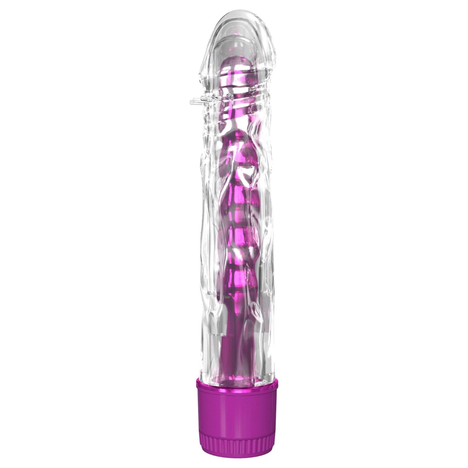 经典 Mr Twister - 金属粉色 16.5 厘米（6 英寸）振动器，带透明套筒 by Pipedream