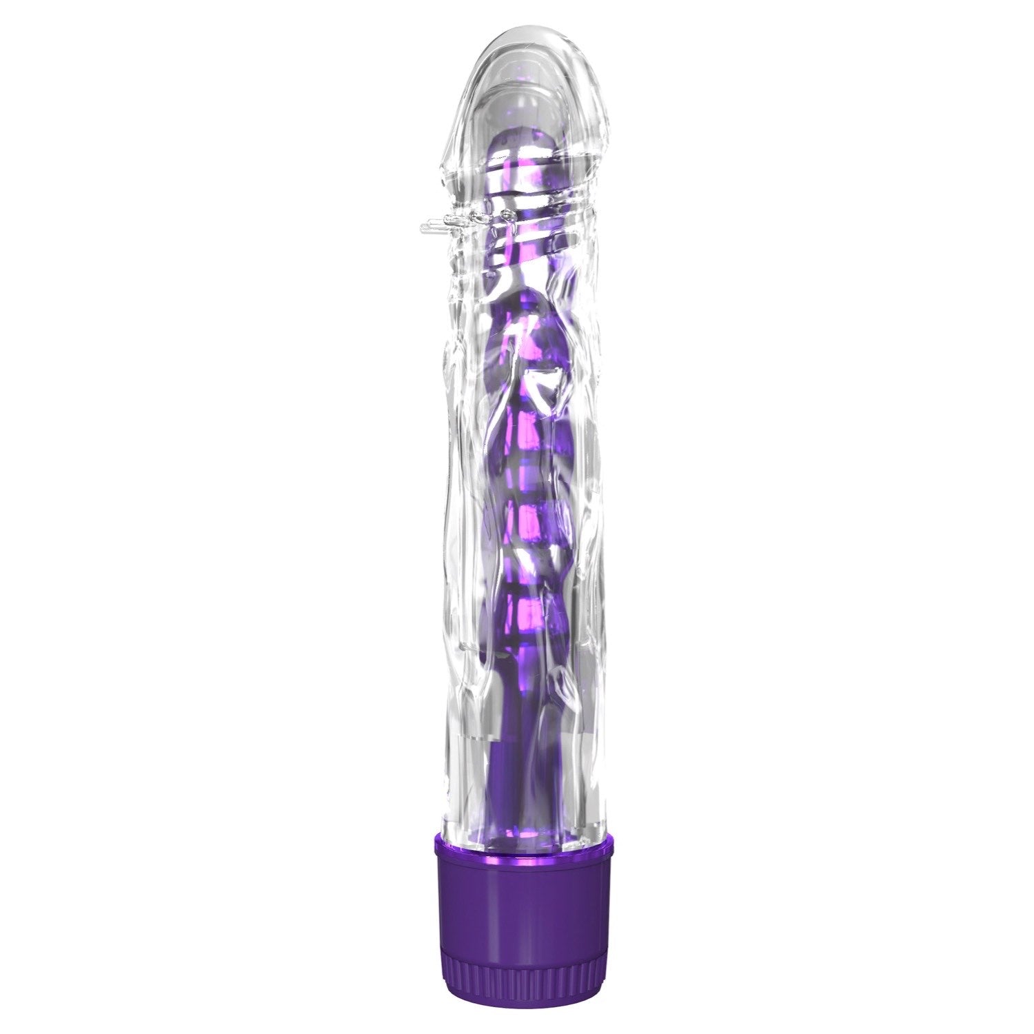 经典 Mr Twister - 金属紫色 16.5 厘米（6 英寸）振动器，带透明套筒 by Pipedream