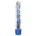 ["Massager"]Mr Twister - Metallic Blue 16.5 cm (6") Vibrator with Clear Sleeve