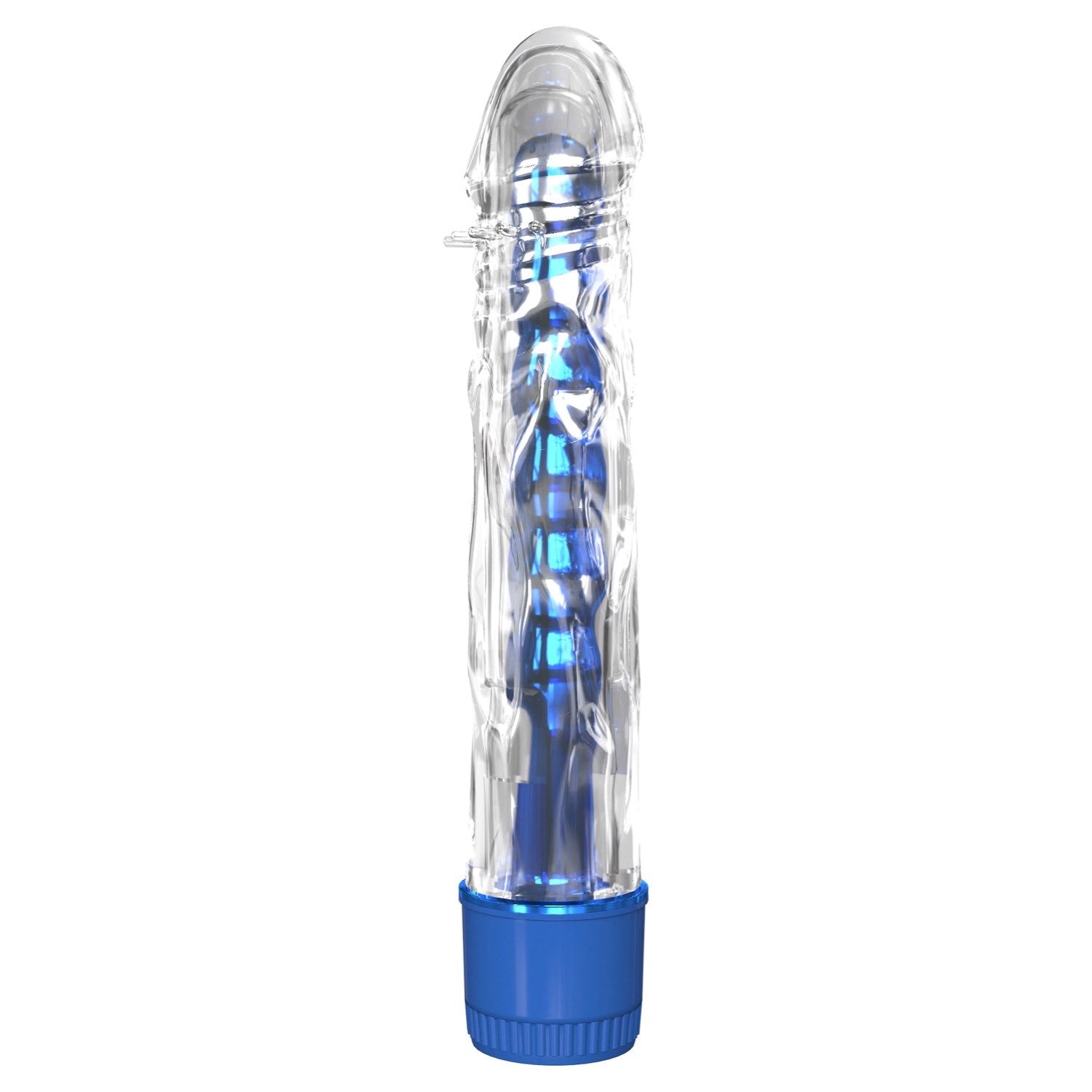 Classix Mr Twister - Metallic Blue 16.5 cm (6&quot;) Vibrator with Clear Sleeve by Pipedream