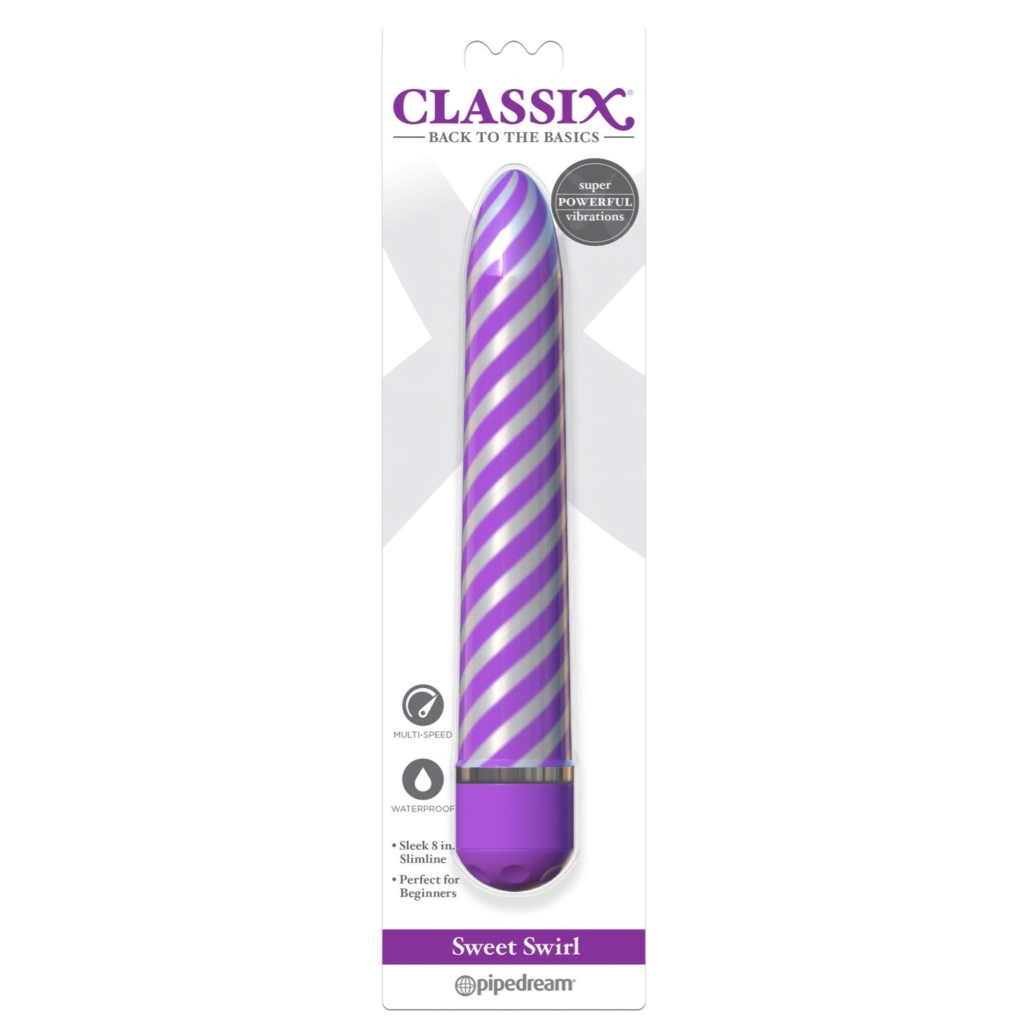 Classix Sweet Swirl Vibe - Candystriped Purple 20.3 cm (8&quot;) Vibrator by Pipedream