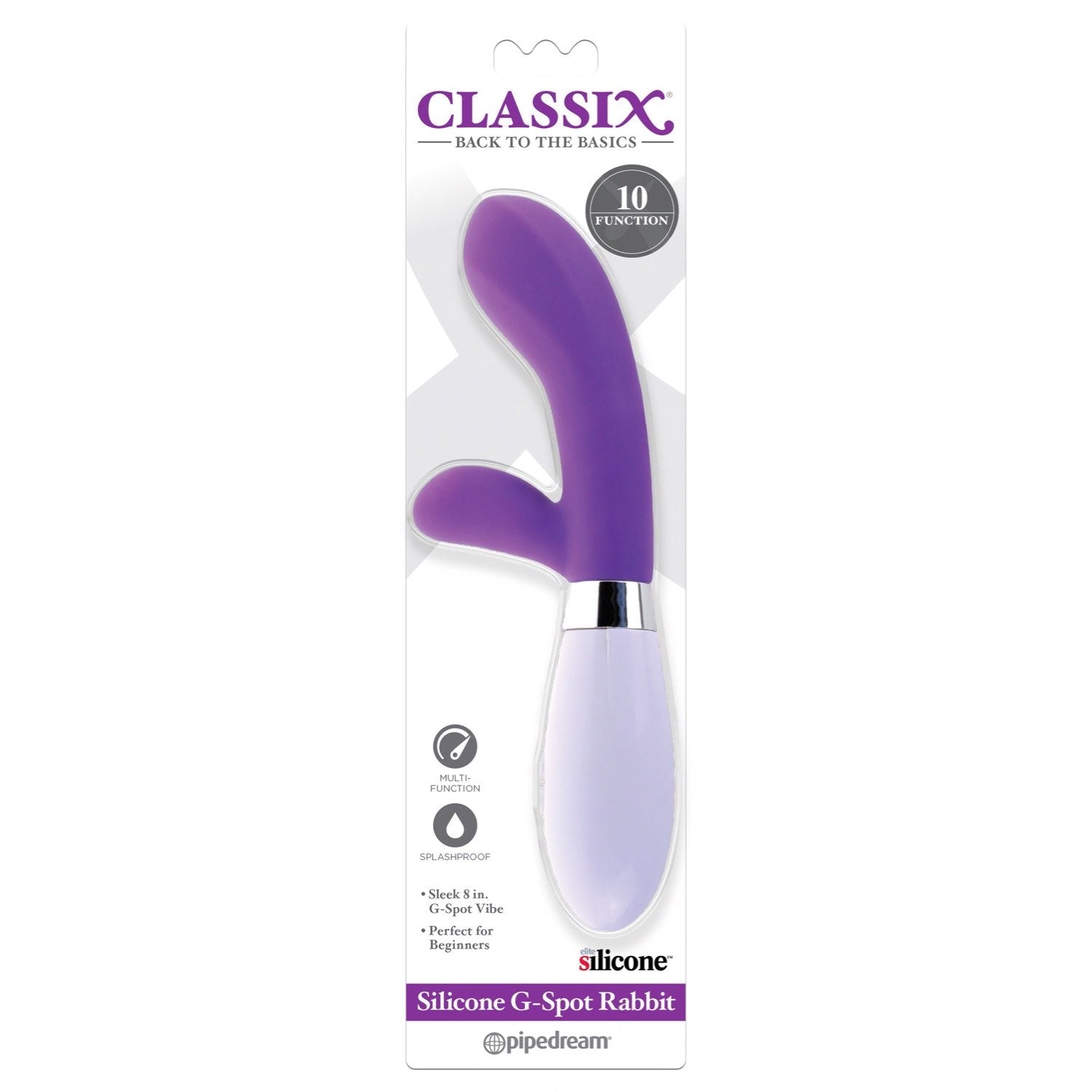 Classix Silicone G-Spot Rabbit - Purple 20.3 cm (8&quot;) Rabbit Vibrator by Pipedream