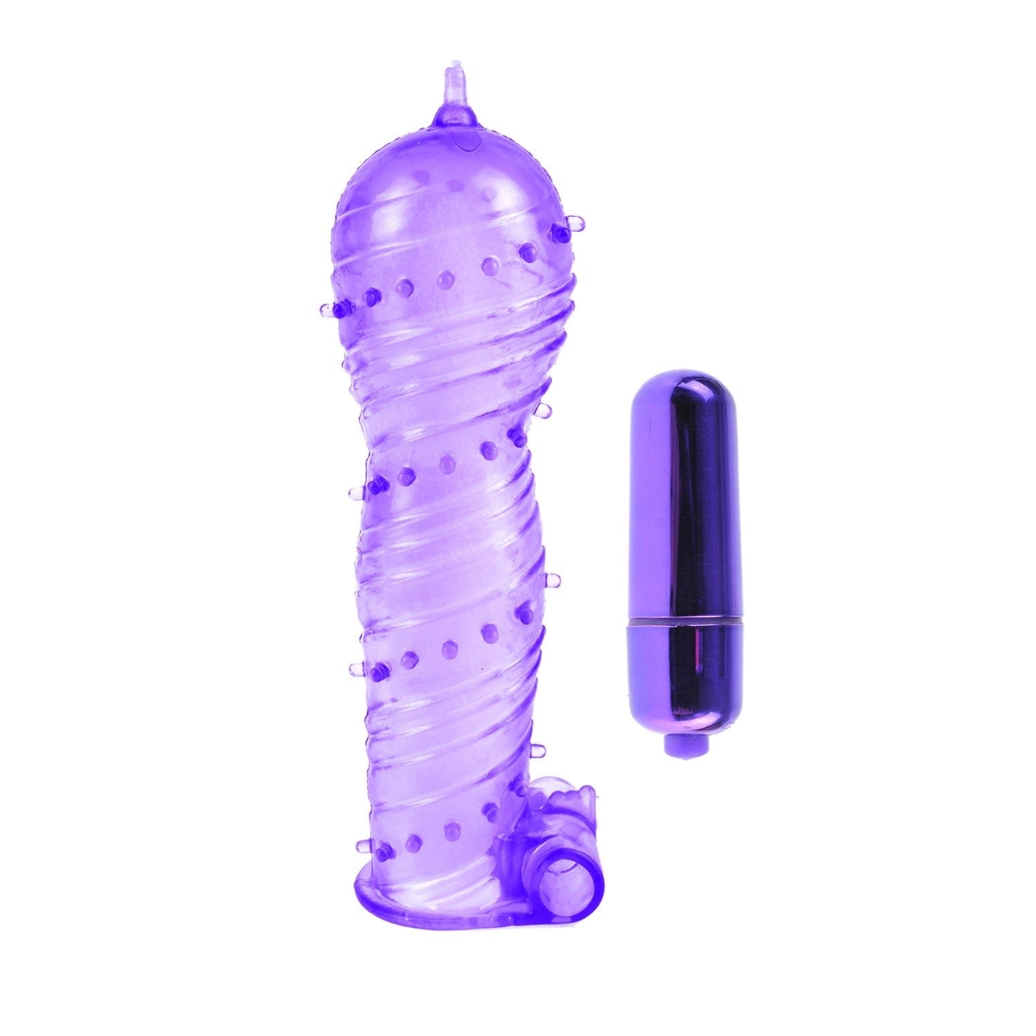 Classix Textured Sleeve &amp; Bullet - Purple Bullet with Penis Sleeve by Pipedream