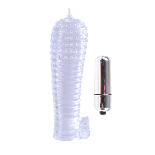 Pipedream Classix Textured Sleeve &amp; Bullet - Clear Penis Sleeve and Bullet