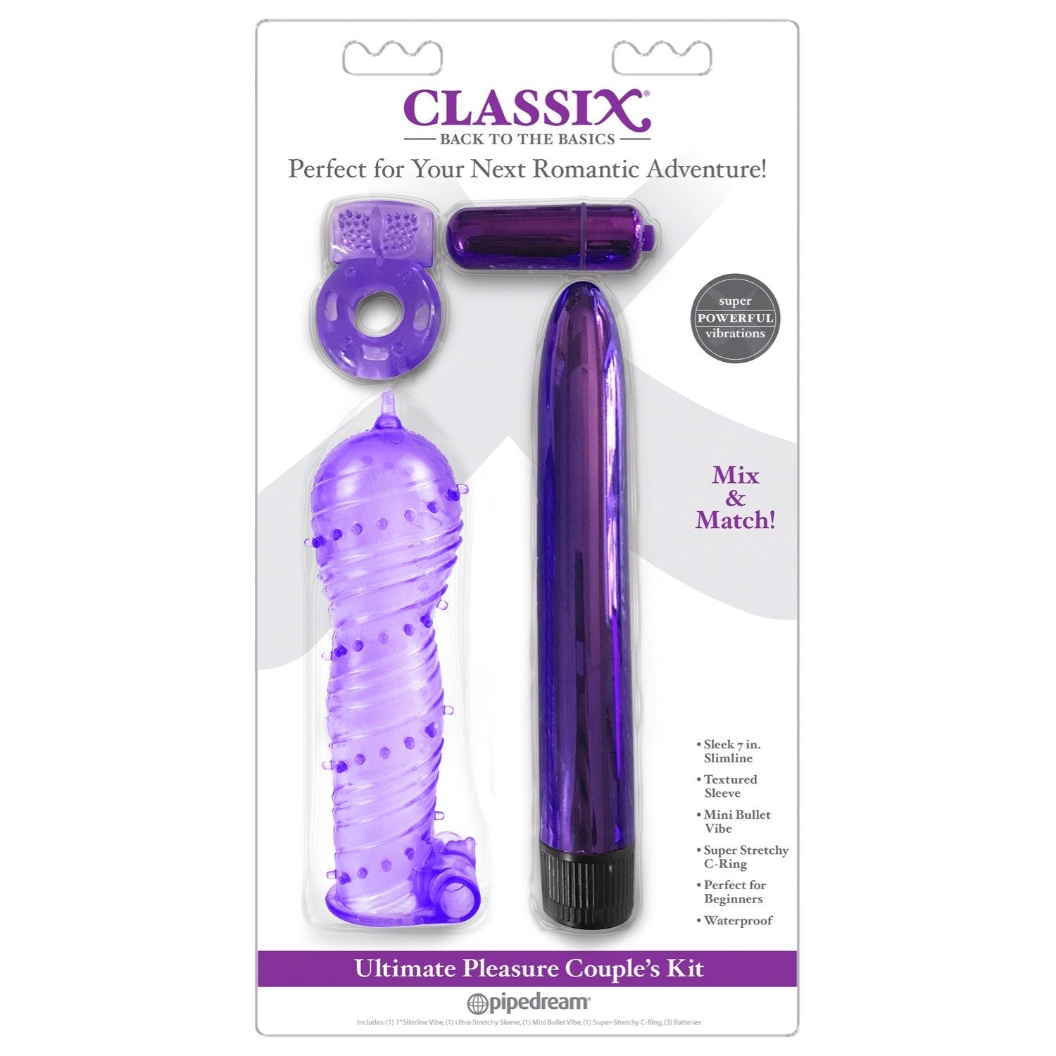 Classix Ultimate Pleasure Couples Kit - Purple Couples Kit - 4 Piece Set by Pipedream