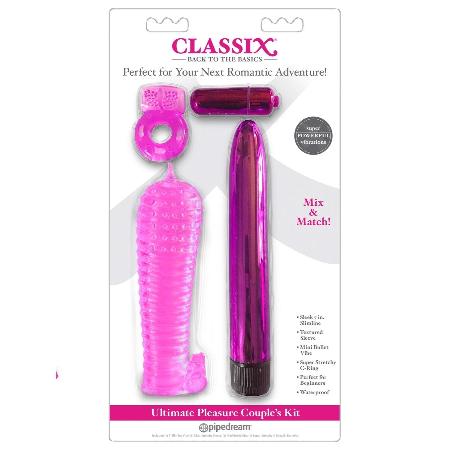 Classix Ultimate Pleasure Couples Kit - Pink Couples Kit - 4 Piece Set by Pipedream
