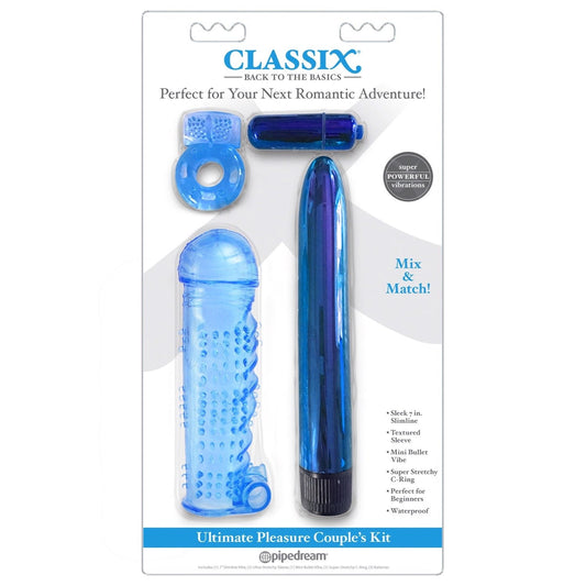 Pipedream Classix Ultimate Pleasure Couples Kit - Blue Couples Kit - 4 Piece Set