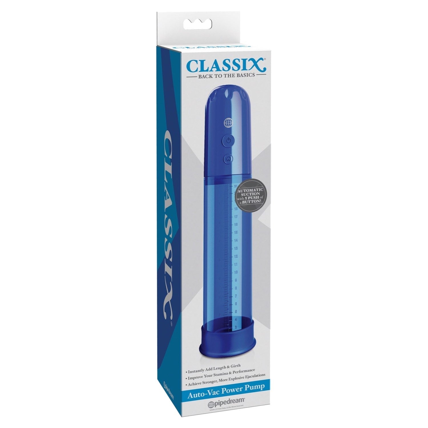 Classix Auto-Vac Power Pump - Blue Powered Penis Pump by Pipedream