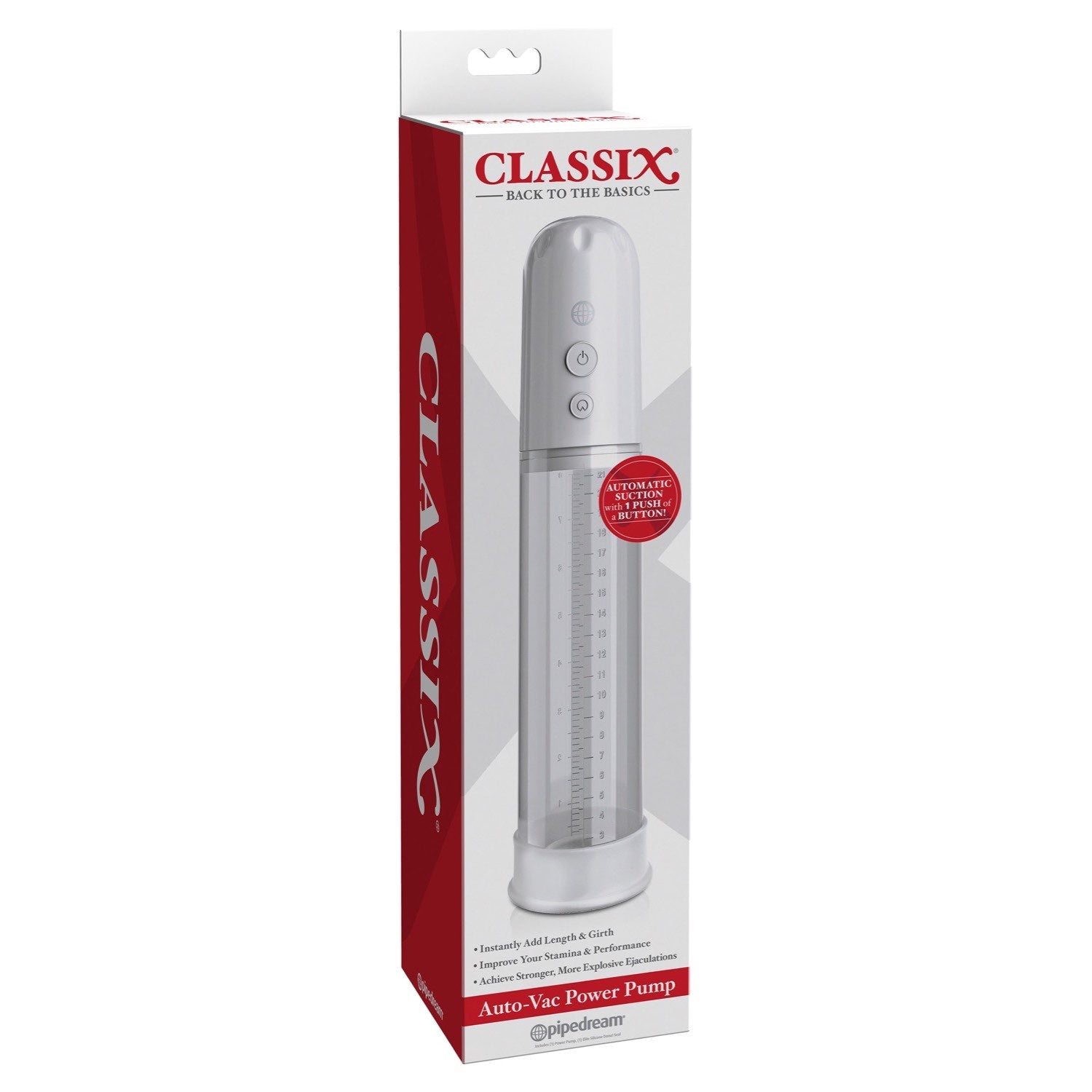Classix Auto-Vac Power Pump - White Powered Penis Pump by Pipedream