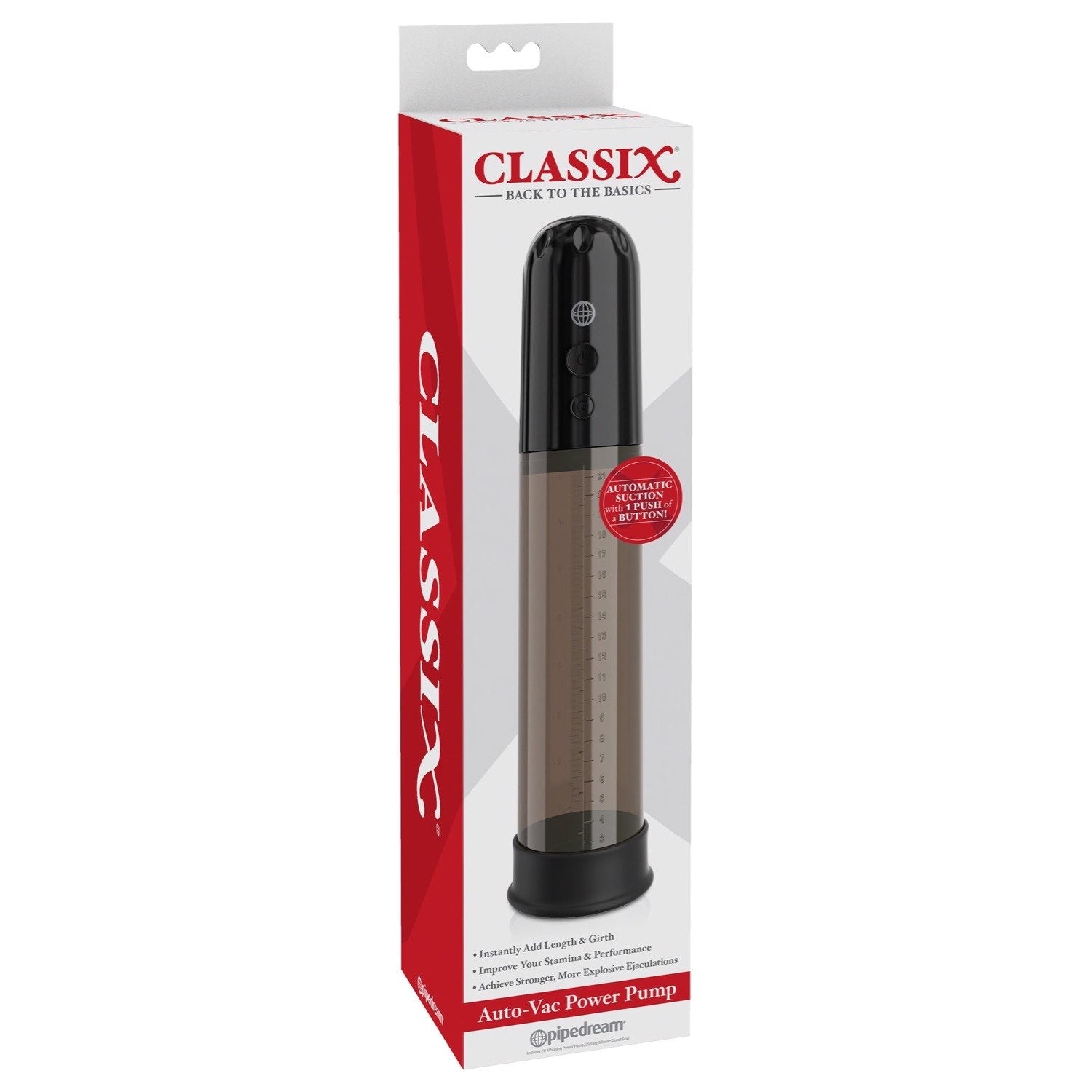 Classix Auto-Vac Power Pump - Black Powered Penis Pump by Pipedream