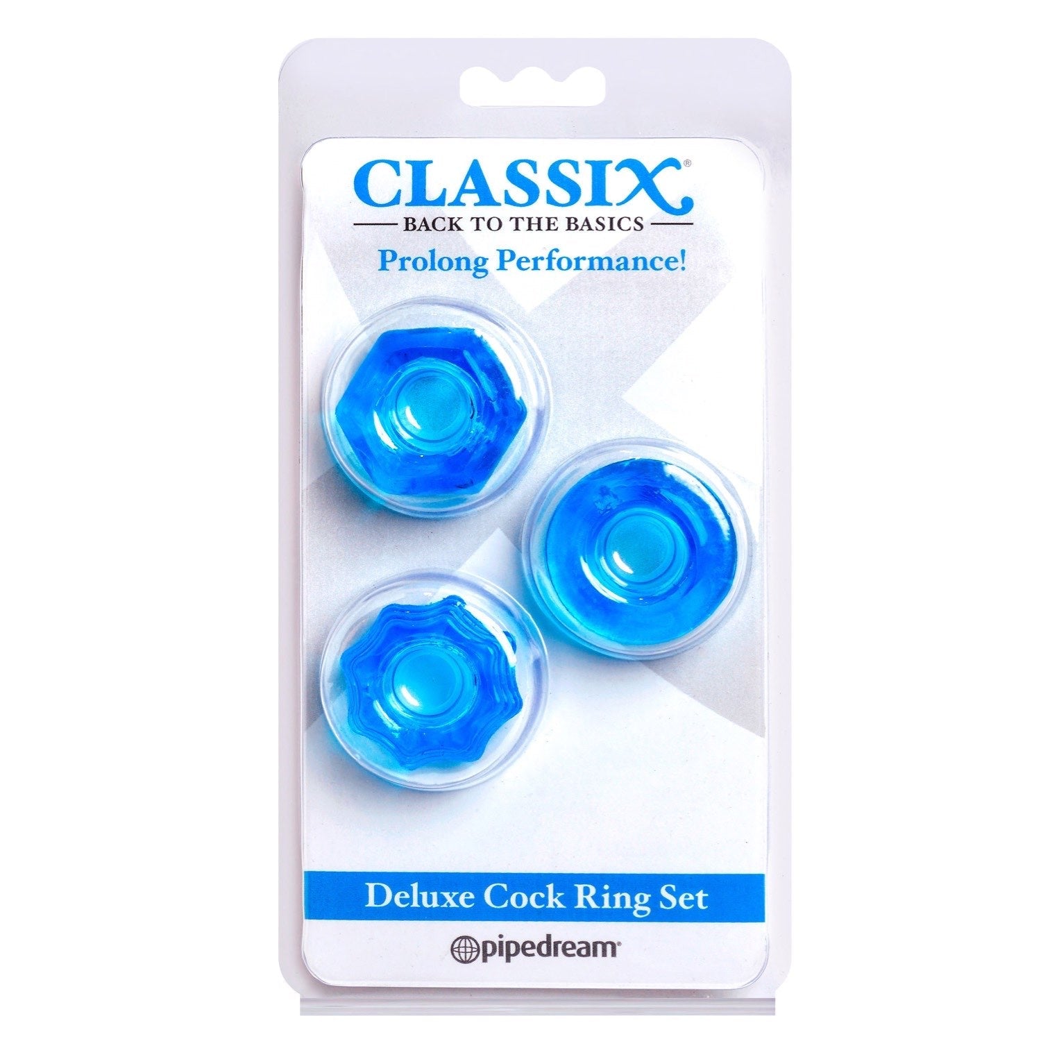 Classix Deluxe Cock Ring Set - Blue Cock Rings - Set of 2 by Pipedream