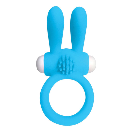 Pipedream Neon Rabbit Ring - Blue Vibrating Cock Ring