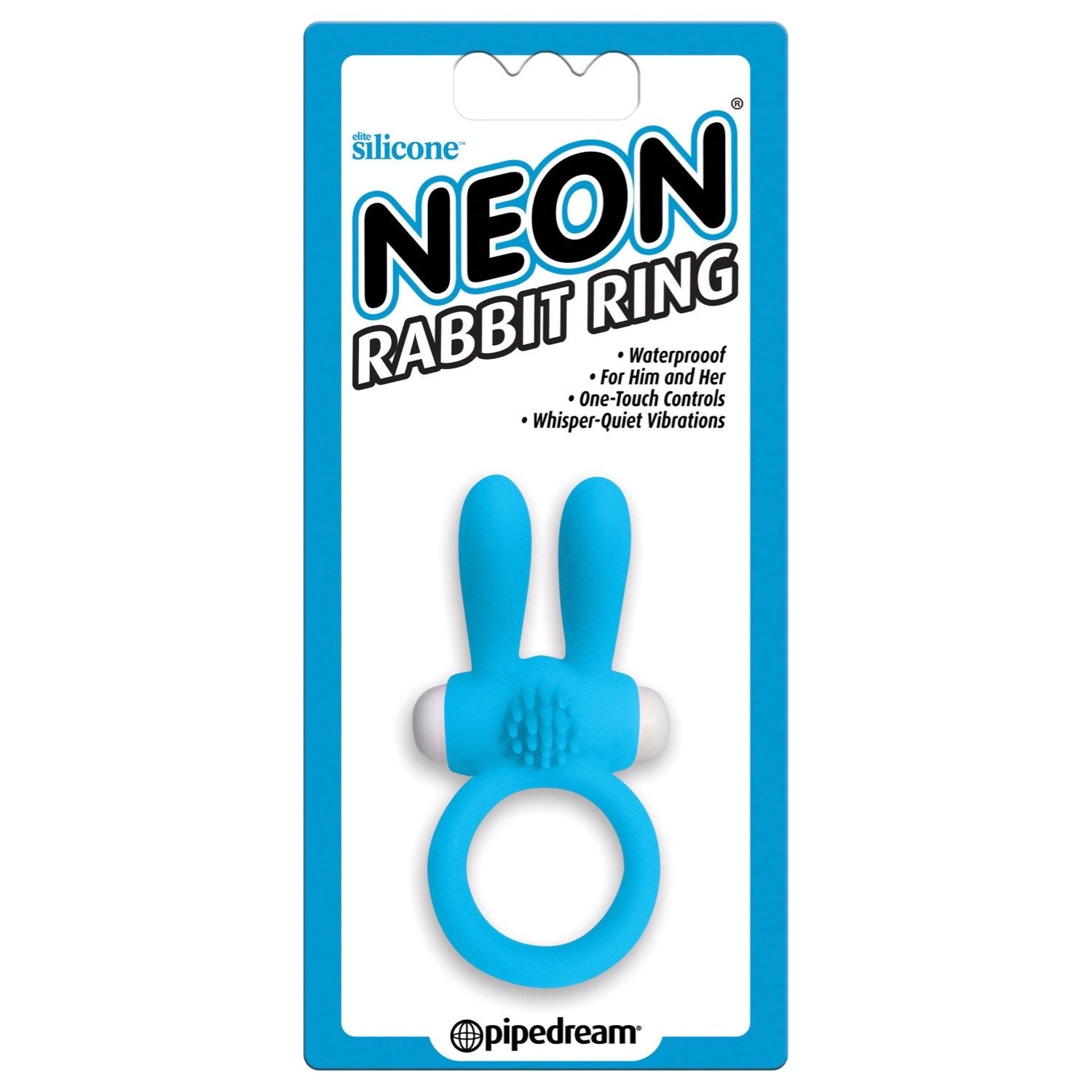  Neon Rabbit Ring - Blue Vibrating Cock Ring by Pipedream