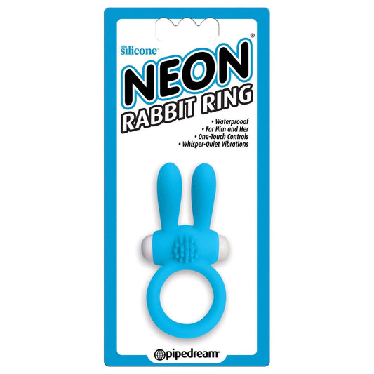 Pipedream Neon Rabbit Ring - Blue Vibrating Cock Ring