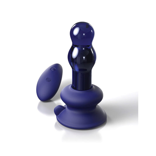 Pipedream Icicles No. 83 - Blue Glass USB Rechargeable Vibrating Butt Plug with Remote