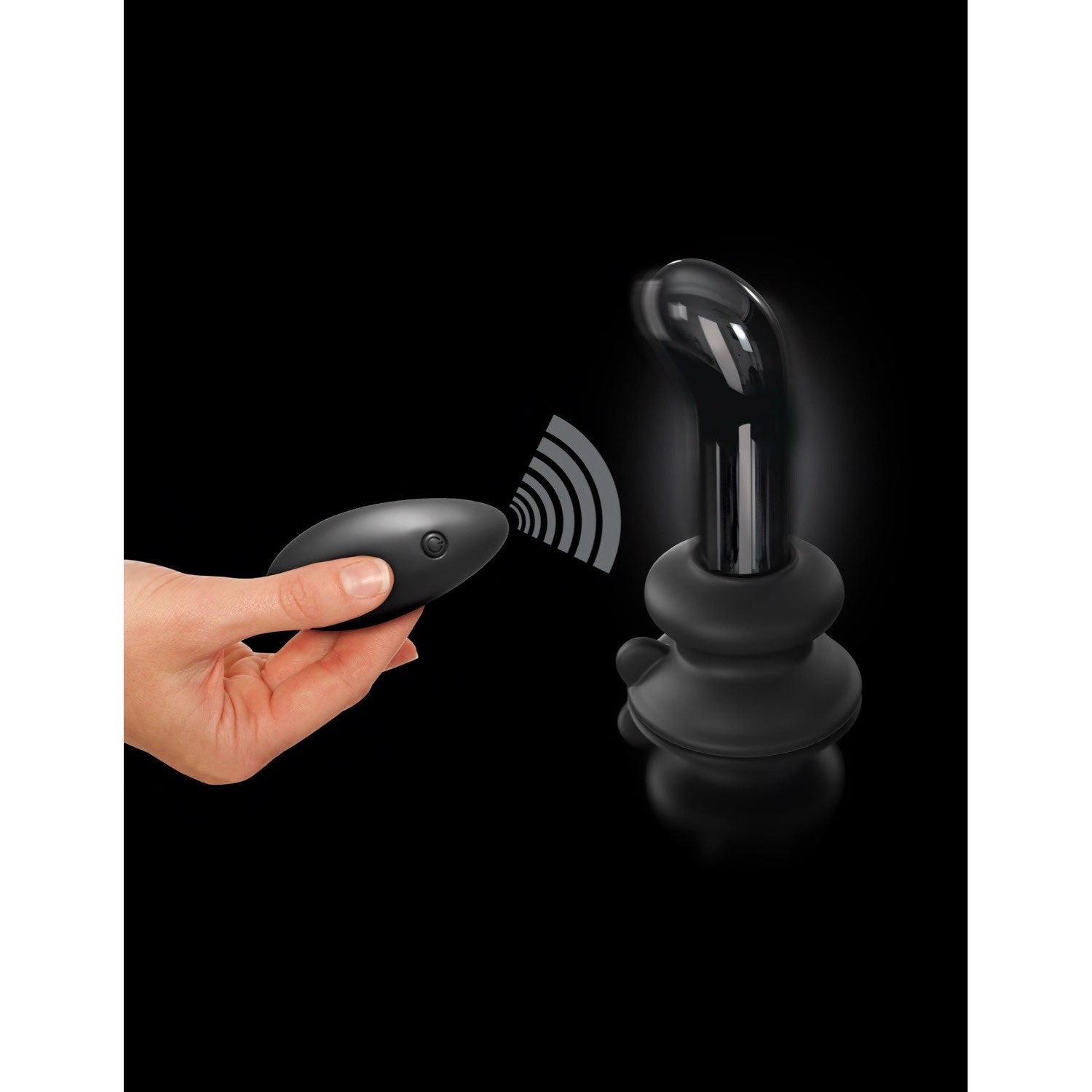 Icicles No. 84 - Black Glass USB Rechargeable Vibrating Butt Plug with Remote by Pipedream
