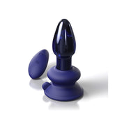 ["Plug"]No. 85 - Blue Glass USB Rechargeable Vibrating Butt Plug with Remote