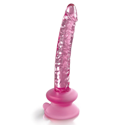 Pipedream Icicles No. 86 - Pink 17 cm Glass Dong with Suction Base