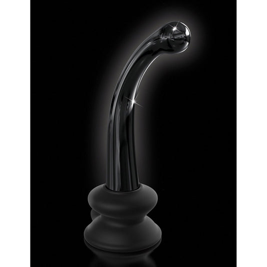 Pipedream Icicles No. 87 - Black 15 cm Glass Dildo with Suction Cup Base