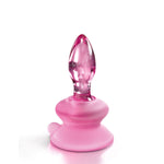 ["Plug"]No. 90 - Pink 8 cm Glass Butt Plug with Suction Cup Base